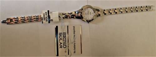 SEIKO SOLAR PETITE WHITE DIAL LADIES DRESS WATCH