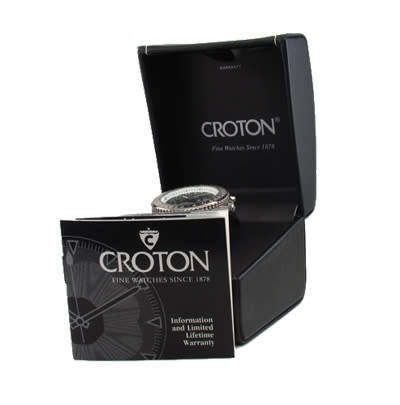 CROTON GENTS  SWISS MOVEMENT DATE BLACK LEATHER WATCH