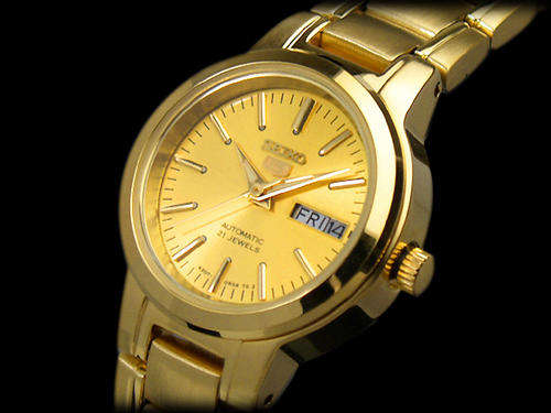 NEW SEIKO 5 LADIES GOLDEN AUTO DAY AND DATE SYME46