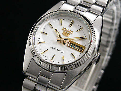NEW SEIKO LADIES AUTOMATIC STEEL DAY-DATE WATCH SUAA81