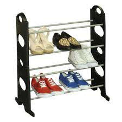 Black Stackable Shoe Rack , Tier shoe rack, 12 pair of shoes adjustable