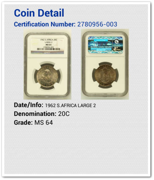 ** 1962 ** 20 CENT - (LARGE 2) NGC  MS64 !! STARTING @ R1