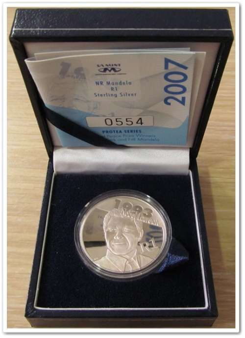 ** 2007 SILVER R1 ** NELSON MANDELA !! ORIGINAL PROOF !! STARTING @ R1