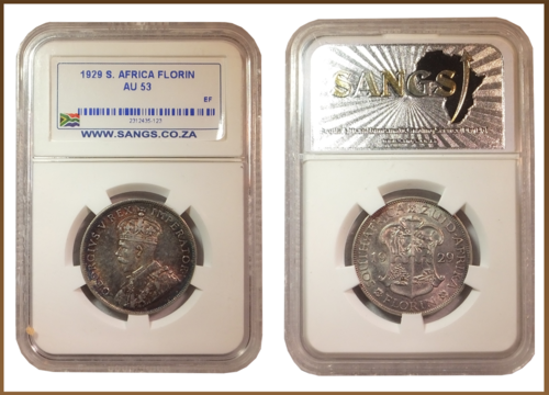 **  RARE ** 1929 2SHILLING AU53 !! UNC CAT R 90 000 !!! STARTING @ R1.