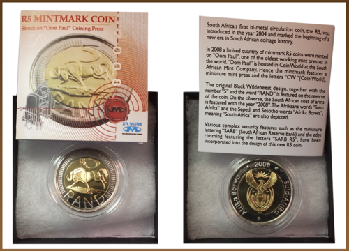 ** GREAT ** 2008 R5 CW MINTMARK COIN! "OOM PAUL" STARTING @ R1