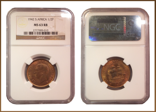 ** DIFFICULT ** 1942 1/2 PENNY MS63 RB !! THIRD FINEST !! STARTING @ R1