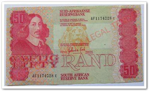 ** G.P.C. DE KOCK FIFTY RAND NOTE ** STUNNING !! STARTING @ R1