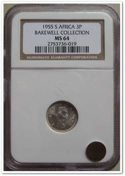 ** 1955 ** 3 PENCE NGC MS64 !! STARTING @ R1