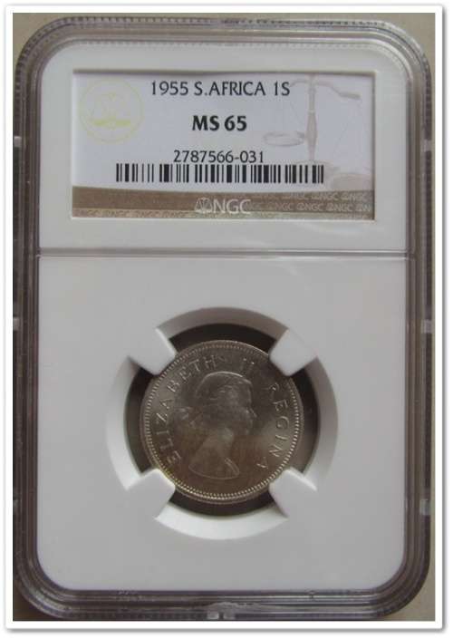 ** SECOND FINEST ** 1955 1 SHILLING NGC MS65 !! STARTING @ R1