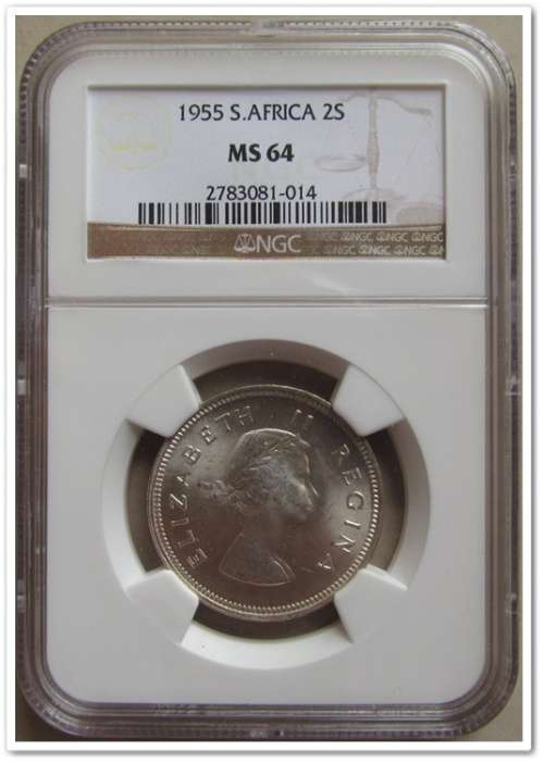 ** SECOND FINEST ** 1955  2 SHILLING NGC MS64 !!! STARTING @ R1