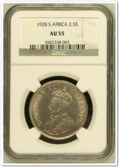 ** 1928 **  2.5 SHILLING - AU55 NGC !! STARTING @ R1