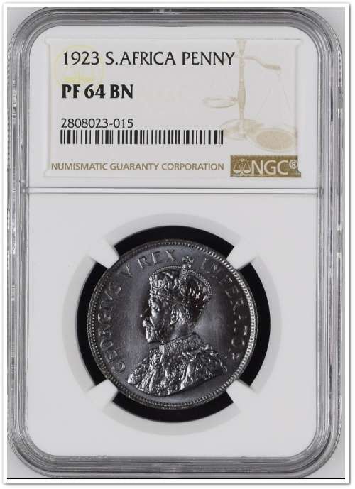 GEO V 1923  PENNY NGC PROOF 64 BN !!! R1 START.........
