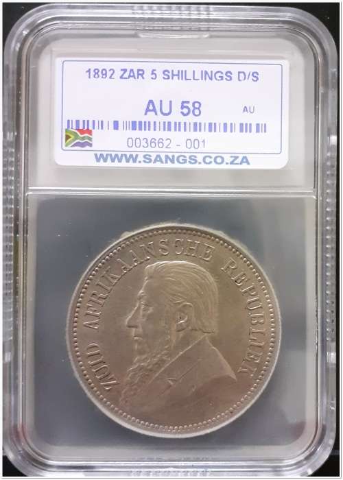 ZAR 1892 5s CROWN DOUBLE SHAFT SANGS AU 58, WOW  !!!