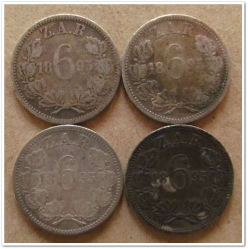 ** 1895 ** 6 PENCE !! (4x) BID PER COIN !! STARTING @ R1