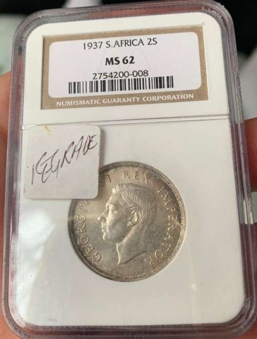** 1937 2 SHILLING MS62 NGC ** FEW GRADED BETTER !! STARTING @ R1
