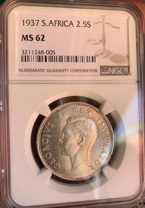 ** FEW GRADED MS ** 1937 2.5 SHILLING MS62 !! STARTING @ R1