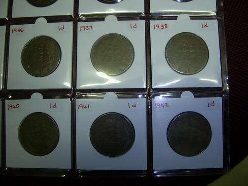 Complete SA One Penny Set ! 1923 to 1960 Incl 1925 stand in Edward Coin.