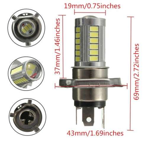 H4 33 LED SMD Super Bright Headlight Bulb