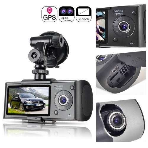 Car DVR 2.7" Vehicle Camera Video Recorder Dash Cam G-Sensor GPS Dual Lens Camera