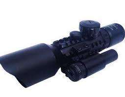 3 - 10 x 42 Airsoft Rifle Scope - Mil-Dot Hunting Rifle Scope - Rifle Scope + Laser sight