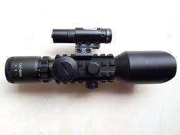 3 - 10 x 42 Airsoft Rifle Scope - Mil-Dot Hunting Rifle Scope - Rifle Scope + Laser sight