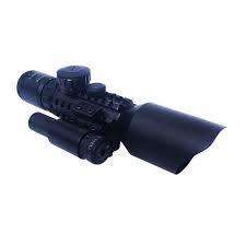 3 - 10 x 42 Airsoft Rifle Scope - Mil-Dot Hunting Rifle Scope - Rifle Scope + Laser sight