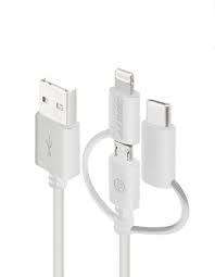 3 in 1 USB Cell Phone Cable , With Exchanging Tips -Lightning + Type-C+Mirco-B