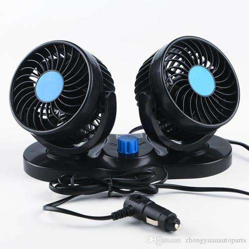 Adjustment Black Dual Head 12V Car Fan