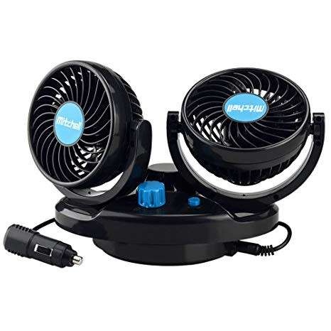 Adjustment Black Dual Head 12V Car Fan