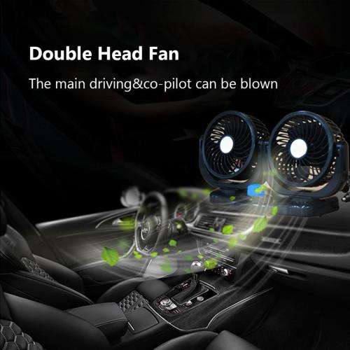 Adjustment Black Dual Head 12V Car Fan