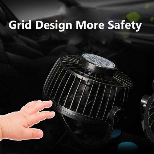 Adjustment Black Dual Head 12V Car Fan