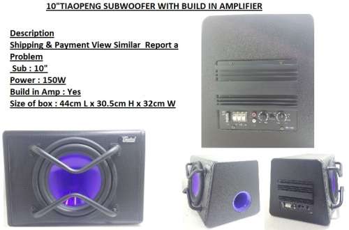 10" Car Subwoofer in Box with build in amplifier