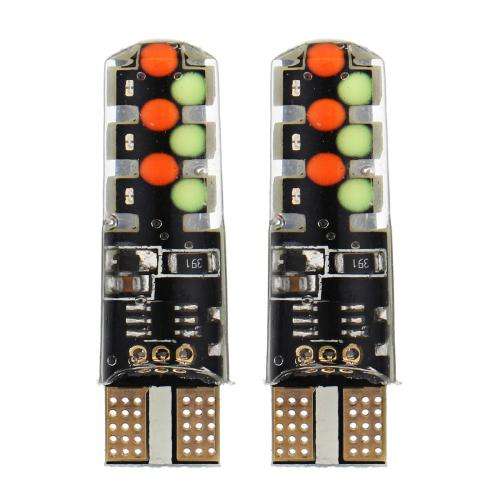 2Pcs T10 COB RGB LED Car Wedge Side Multicolor Light Bulbs with Remote Control