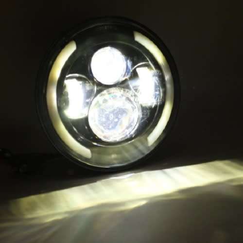 7" Half Ring LED H4 Headlight Set - Universal H4 LED Headlight Set - 7" 60W 4-in-1 LED Headlight Set