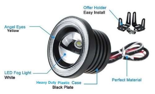 Fog Lights - LED Angel Eye Fog Light - White Fog + White Angel Eye LED Light