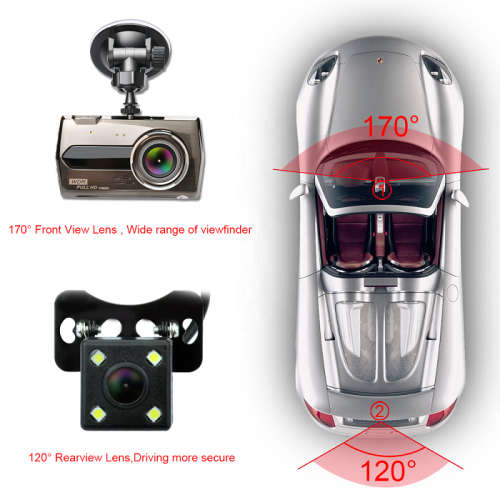 Vehicle Dash Camera - Rearview Mirror Dash Recorder - 2-In-1 Dash and Reverse Camera