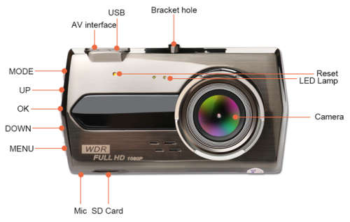 Vehicle Dash Camera - Rearview Mirror Dash Recorder - 2-In-1 Dash and Reverse Camera