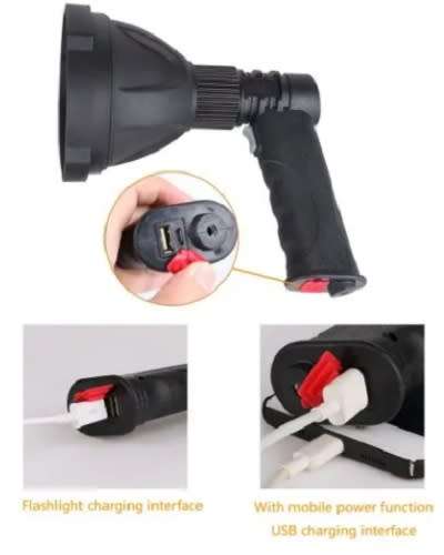 Torch - Rechargeable Pistol type LED Flashlight - Multi-function pistol Torch