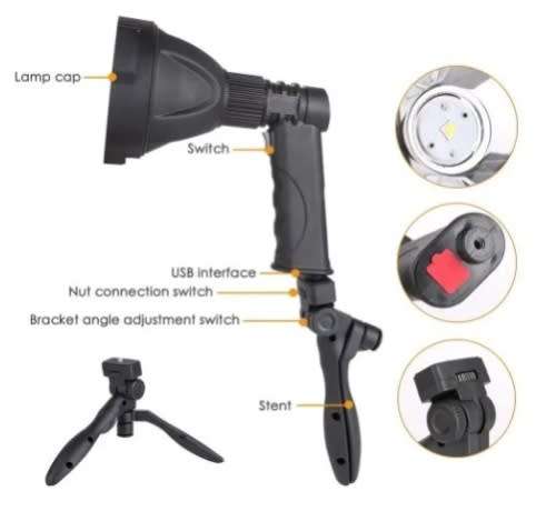 Torch - Rechargeable Pistol type LED Flashlight - Multi-function pistol Torch