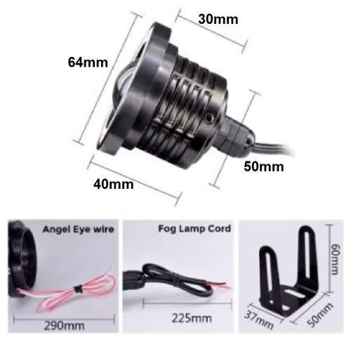 Fog Lights - LED Angel Eye Fog Light - 64mm White Fog + White Angel Right LED Fog Light