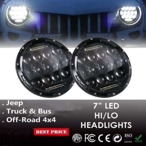 7" LED H4 Headlight Set - Universal 7 inch H4 LED Headlight Set - 7" 60W Jeep LED Headlight Set