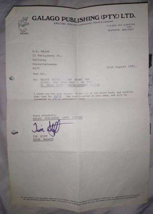 Selous Scouts Top Secret War Limited, Numbered, Signed 1st Edition