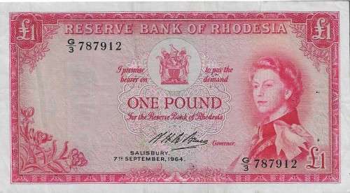 (Item 144) 2 x £1 Rhodesia Bank Notes 1964 and 1966