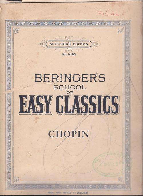 EASY GLASSICS  - CHOPIN  - SHEET MUSIC