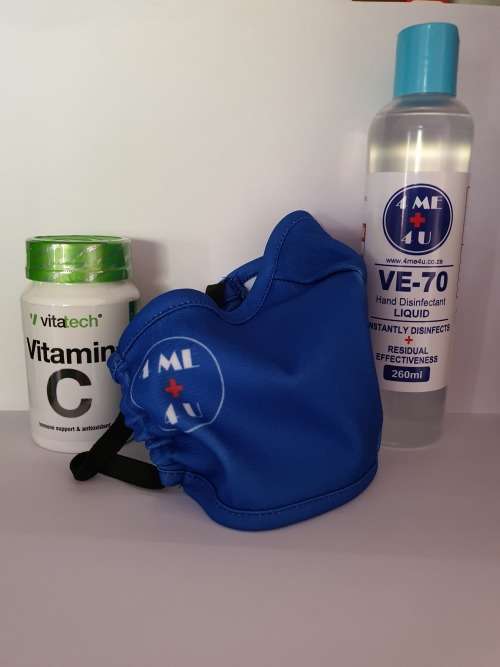 COVID 19 Care Kit - Washable Face Mask + Hand Sanitiser + Vitamin C