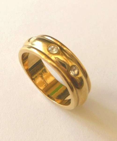 Gold Plated Band with Clear Cubic Zirconias in size 10