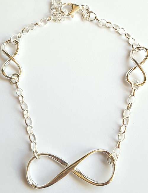 **PERFECT GIFT**Italian Import 925 Sterling Silver Triple Infinity Bracelet**