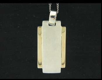 Men`s Two Tone Pendant with Matt Finish in 925 Sterling Silver