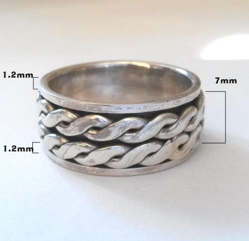 Men's Rope Design Spin Ring in 925 Sterling Silver