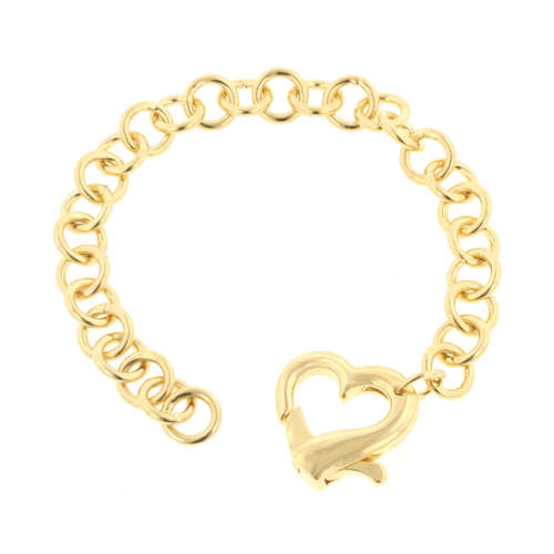 18k Gold Plated Heart Clasp Costume Bracelet